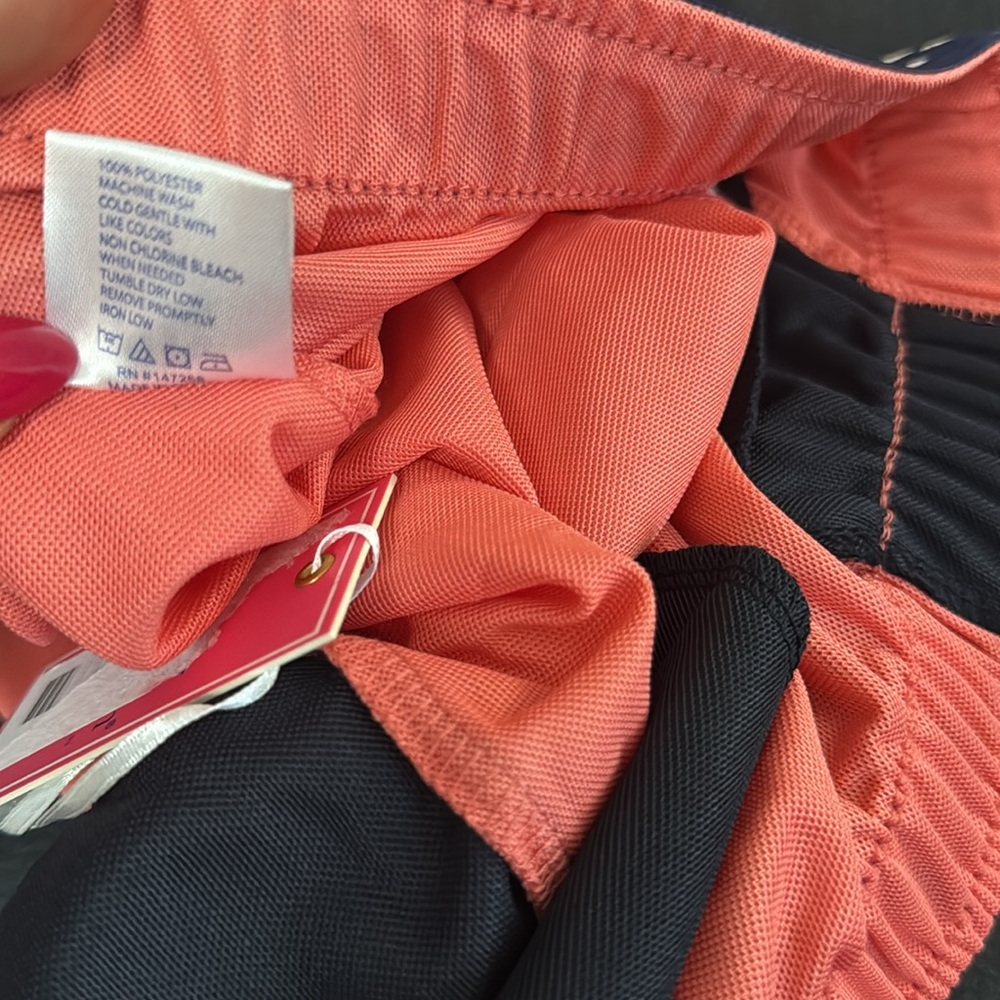 Simply Southern Cheer Shorts Logo Taping Coral w/Seashell  Print Pockets Size XL - Picture 8 of 8